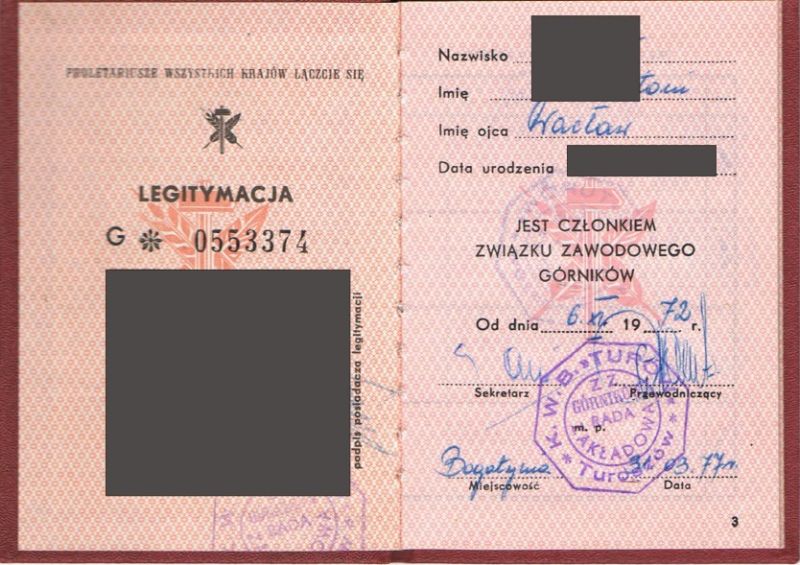 legitymacja ZZ Gornikow 001